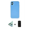 MARSİLYAN™- iPhone 11 Kılıf Ahenk Serisi - Siyah 6D Antistatik Mat Seramik Hayalet Nano Ekran Koruyucu + Raze Metal Kamera Lens - MI