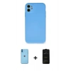 MARSİLYAN™- iPhone 11 Kılıf Ahenk Serisi - Siyah 6D Antistatik Mat Seramik Hayalet Nano Ekran Koruyucu + Neon Fosforlu Kamera Lens - MI