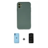 MARSİLYAN™- iPhone 11 Kılıf Ahenk Serisi - Siyah 6D Antistatik Mat Seramik Hayalet Nano Ekran Koruyucu + Neon Fosforlu Kamera Lens - MI
