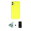 MARSİLYAN™- iPhone 11 Kılıf Ahenk Serisi - Siyah 6D Antistatik Mat Seramik Hayalet Nano Ekran Koruyucu + Raze Metal Kamera Lens - MI