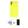 MARSİLYAN™- iPhone 11 Kılıf Ahenk Serisi - Siyah 6D Antistatik Mat Seramik Hayalet Nano Ekran Koruyucu + Raze Metal Kamera Lens - GS