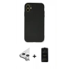 MARSİLYAN™- iPhone 11 Kılıf Ahenk Serisi - Siyah 6D Antistatik Mat Seramik Hayalet Nano Ekran Koruyucu + Raze Metal Kamera Lens - GS