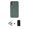 MARSİLYAN™- iPhone 11 Kılıf Ahenk Serisi - Siyah 6D Antistatik Mat Seramik Hayalet Nano Ekran Koruyucu + Raze Metal Kamera Lens - GS