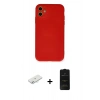 MARSİLYAN™- iPhone 11 Kılıf Ahenk Serisi - Siyah 6D Antistatik Mat Seramik Hayalet Nano Ekran Koruyucu + Renkli Kamera Lens Koruma Cam - SI