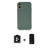 MARSİLYAN™- iPhone 11 Kılıf Ahenk Serisi - Siyah 6D Antistatik Mat Seramik Hayalet Nano Ekran Koruyucu + PVD Metal Kamera Lens - SH