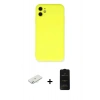 MARSİLYAN™- iPhone 11 Kılıf Ahenk Serisi - Siyah 6D Antistatik Mat Seramik Hayalet Nano Ekran Koruyucu + Renkli Kamera Lens Koruma Cam - SI