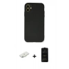 MARSİLYAN™- iPhone 11 Kılıf Ahenk Serisi - Siyah 6D Antistatik Mat Seramik Hayalet Nano Ekran Koruyucu + Renkli Kamera Lens Koruma Cam - SI