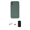 MARSİLYAN™- iPhone 11 Kılıf Ahenk Serisi - Siyah 6D Antistatik Mat Seramik Hayalet Nano Ekran Koruyucu + Renkli Kamera Lens Koruma Cam - SI