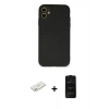 MARSİLYAN™- iPhone 11 Kılıf Ahenk Serisi - Siyah 6D Antistatik Mat Seramik Hayalet Nano Ekran Koruyucu + Renkli Kamera Lens Koruma Cam - TU