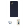 MARSİLYAN™- iPhone 11 Kılıf Ahenk Serisi - Siyah 6D Mat Seramik Hayalet Nano Ekran Koruyucu + Pers Alüminyum Kamera Lens - GI