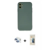 MARSİLYAN™- iPhone 11 Kılıf Ahenk Serisi - Siyah 6D Mat Seramik Hayalet Nano Ekran Koruyucu + Pers Alüminyum Kamera Lens - GI