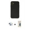 MARSİLYAN™- iPhone 11 Kılıf Ahenk Serisi - Siyah 6D Mat Seramik Hayalet Nano Ekran Koruyucu + Pers Alüminyum Kamera Lens - GI