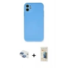 MARSİLYAN™- iPhone 11 Kılıf Ahenk Serisi - Siyah 6D Mat Seramik Hayalet Nano Ekran Koruyucu + Pers Alüminyum Kamera Lens - GI