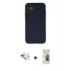 MARSİLYAN™- iPhone 11 Kılıf Ahenk Serisi - Siyah 6D Mat Seramik Hayalet Nano Ekran Koruyucu + Pers Alüminyum Kamera Lens - GD
