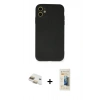 MARSİLYAN™- iPhone 11 Kılıf Ahenk Serisi - Siyah 6D Mat Seramik Hayalet Nano Ekran Koruyucu + Pers Alüminyum Kamera Lens - GD