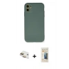 MARSİLYAN™- iPhone 11 Kılıf Ahenk Serisi - Siyah 6D Mat Seramik Hayalet Nano Ekran Koruyucu + Pers Alüminyum Kamera Lens - GD