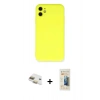 MARSİLYAN™- iPhone 11 Kılıf Ahenk Serisi - Siyah 6D Mat Seramik Hayalet Nano Ekran Koruyucu + Pers Alüminyum Kamera Lens - GD