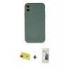 MARSİLYAN™- iPhone 11 Kılıf Ahenk Serisi - Siyah 6D Mat Seramik Hayalet Nano Ekran Koruyucu + Rainbow Kamera Lens Koruma Cam - KI