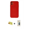 MARSİLYAN™- iPhone 11 Kılıf Ahenk Serisi - Siyah 6D Mat Seramik Hayalet Nano Ekran Koruyucu + Rainbow Kamera Lens Koruma Cam - KI