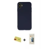 MARSİLYAN™- iPhone 11 Kılıf Ahenk Serisi - Siyah 6D Mat Seramik Hayalet Nano Ekran Koruyucu + Rainbow Kamera Lens Koruma Cam - KI