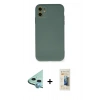 MARSİLYAN™- iPhone 11 Kılıf Ahenk Serisi - Siyah 6D Mat Seramik Hayalet Nano Ekran Koruyucu + Raze Metal Kamera Lens - MI