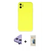MARSİLYAN™- iPhone 11 Kılıf Ahenk Serisi - Siyah 6D Mat Seramik Hayalet Nano Ekran Koruyucu + Raze Metal Kamera Lens - MR