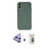MARSİLYAN™- iPhone 11 Kılıf Ahenk Serisi - Siyah 6D Mat Seramik Hayalet Nano Ekran Koruyucu + Raze Metal Kamera Lens - MR