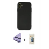 MARSİLYAN™- iPhone 11 Kılıf Ahenk Serisi - Siyah 6D Mat Seramik Hayalet Nano Ekran Koruyucu + Raze Metal Kamera Lens - MR