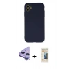 MARSİLYAN™- iPhone 11 Kılıf Ahenk Serisi - Siyah 6D Mat Seramik Hayalet Nano Ekran Koruyucu + Raze Metal Kamera Lens - MR