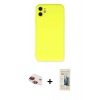 MARSİLYAN™- iPhone 11 Kılıf Ahenk Serisi - Siyah 6D Mat Seramik Hayalet Nano Ekran Koruyucu + Pers Alüminyum Kamera Lens - KI