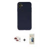 MARSİLYAN™- iPhone 11 Kılıf Ahenk Serisi - Siyah 6D Mat Seramik Hayalet Nano Ekran Koruyucu + Pers Alüminyum Kamera Lens - KI