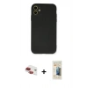 MARSİLYAN™- iPhone 11 Kılıf Ahenk Serisi - Siyah 6D Mat Seramik Hayalet Nano Ekran Koruyucu + Pers Alüminyum Kamera Lens - KI