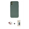 MARSİLYAN™- iPhone 11 Kılıf Ahenk Serisi - Siyah 6D Mat Seramik Hayalet Nano Ekran Koruyucu + Pers Alüminyum Kamera Lens - KI