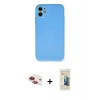 MARSİLYAN™- iPhone 11 Kılıf Ahenk Serisi - Siyah 6D Mat Seramik Hayalet Nano Ekran Koruyucu + Pers Alüminyum Kamera Lens - KI