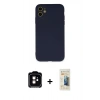 MARSİLYAN™- iPhone 11 Kılıf Ahenk Serisi - Siyah 6D Mat Seramik Hayalet Nano Ekran Koruyucu + PVD Metal Kamera Lens - TU