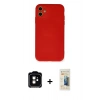 MARSİLYAN™- iPhone 11 Kılıf Ahenk Serisi - Siyah 6D Mat Seramik Hayalet Nano Ekran Koruyucu + PVD Metal Kamera Lens - TU