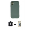 MARSİLYAN™- iPhone 11 Kılıf Ahenk Serisi - Siyah 6D Mat Seramik Hayalet Nano Ekran Koruyucu + PVD Metal Kamera Lens - SH
