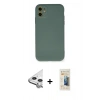 MARSİLYAN™- iPhone 11 Kılıf Ahenk Serisi - Siyah 6D Mat Seramik Hayalet Nano Ekran Koruyucu + Raze Metal Kamera Lens - GS