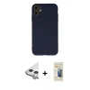 MARSİLYAN™- iPhone 11 Kılıf Ahenk Serisi - Siyah 6D Mat Seramik Hayalet Nano Ekran Koruyucu + Raze Metal Kamera Lens - GS