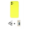 MARSİLYAN™- iPhone 11 Kılıf Ahenk Serisi - Siyah 6D Mat Seramik Hayalet Nano Ekran Koruyucu + Raze Metal Kamera Lens - GS