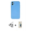 MARSİLYAN™- iPhone 11 Kılıf Ahenk Serisi - Siyah 6D Mat Seramik Hayalet Nano Ekran Koruyucu + Raze Metal Kamera Lens - GS