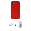 MARSİLYAN™- iPhone 11 Kılıf Ahenk Serisi - Siyah 6D Mat Seramik Hayalet Nano Ekran Koruyucu + Renkli Kamera Lens Koruma Cam - SI