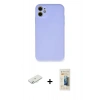 MARSİLYAN™- iPhone 11 Kılıf Ahenk Serisi - Siyah 6D Mat Seramik Hayalet Nano Ekran Koruyucu + Renkli Kamera Lens Koruma Cam - SI