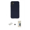 MARSİLYAN™- iPhone 11 Kılıf Ahenk Serisi - Siyah 6D Mat Seramik Hayalet Nano Ekran Koruyucu + Renkli Kamera Lens Koruma Cam - YL