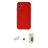 MARSİLYAN™- iPhone 11 Kılıf Ahenk Serisi - Siyah 6D Mat Seramik Hayalet Nano Ekran Koruyucu + Renkli Kamera Lens Koruma Cam - YL