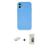 MARSİLYAN™- iPhone 11 Kılıf Ahenk Serisi - Siyah 6D Mat Seramik Hayalet Nano Ekran Koruyucu + Renkli Kamera Lens Koruma Cam - YL