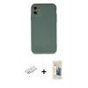 MARSİLYAN™- iPhone 11 Kılıf Ahenk Serisi - Siyah 6D Mat Seramik Hayalet Nano Ekran Koruyucu + Renkli Kamera Lens Koruma Cam - YL