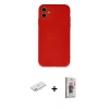MARSİLYAN™- iPhone 11 Kılıf Ahenk Serisi - Siyah Bilvis 3D Cam Ekran Koruyucu + Renkli Kamera Lens Koruma Cam - PE