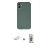 MARSİLYAN™- iPhone 11 Kılıf Ahenk Serisi - Siyah Bilvis 3D Cam Ekran Koruyucu + Renkli Kamera Lens Koruma Cam - PE