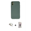 MARSİLYAN™- iPhone 11 Kılıf Ahenk Serisi - Siyah Bilvis 3D Cam Ekran Koruyucu + Pers Alüminyum Kamera Lens - GD